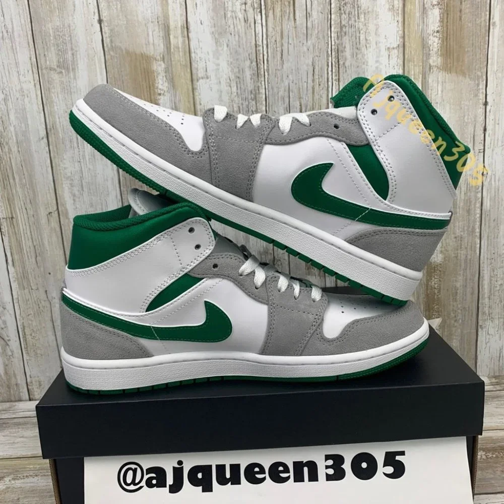 Air Jordan 1 Mid Smoke Grey Green - Picture 3 of 6